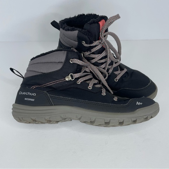 Quechua Decathlon Womens Size 7 Waterproof Hiking Boots SH100 Warm Mid W Black - Picture 3 of 9